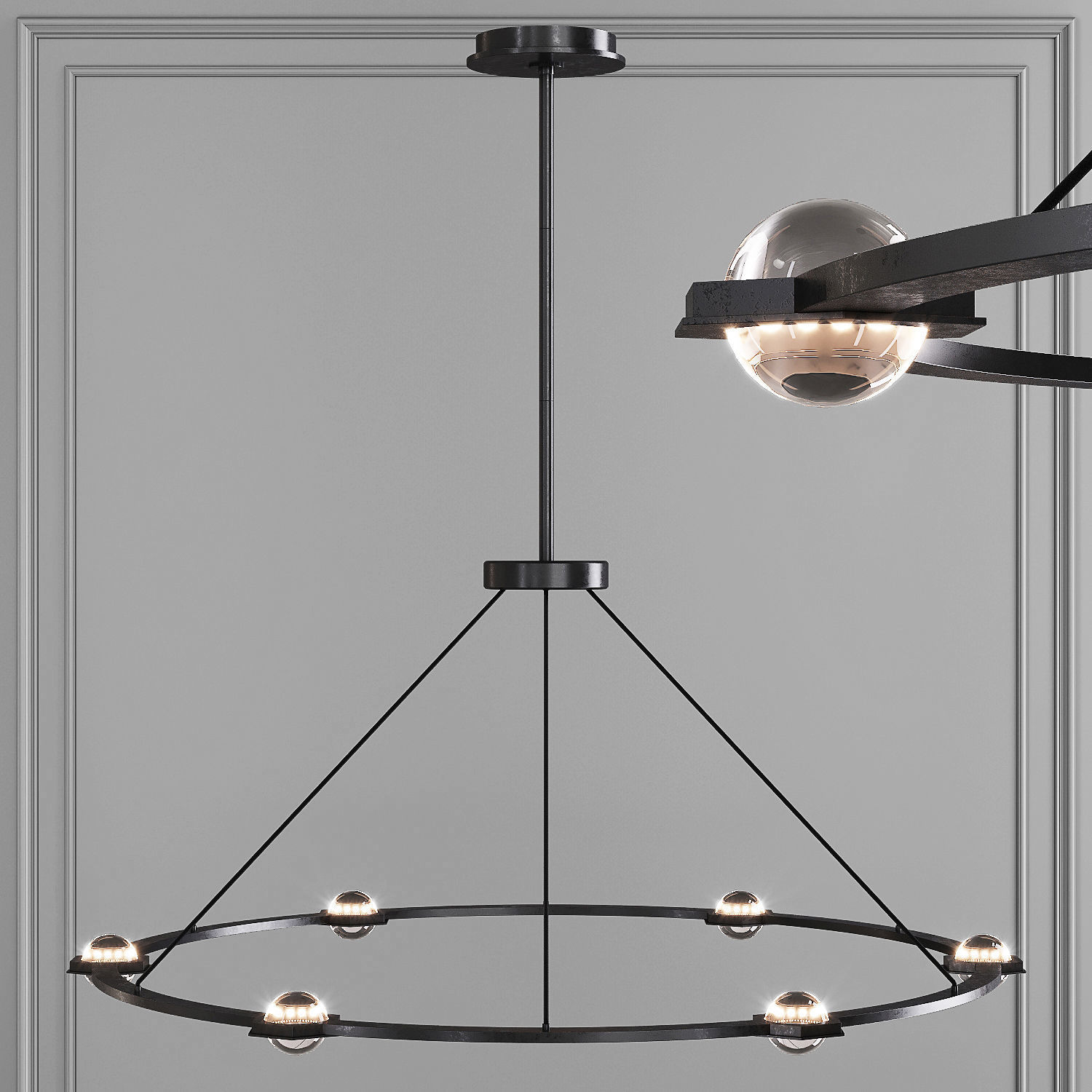 Restoration Hardware ECLATANT ROUND CHANDELIER 60 Black 3D model CGTrader