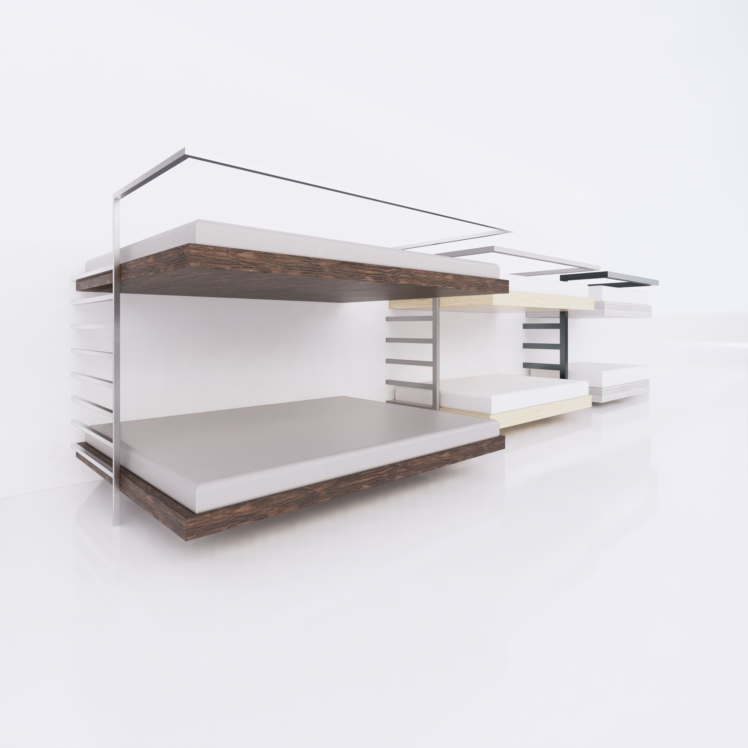 3D model Bunk bed Full parametric Revit Family VR / AR / lowpoly