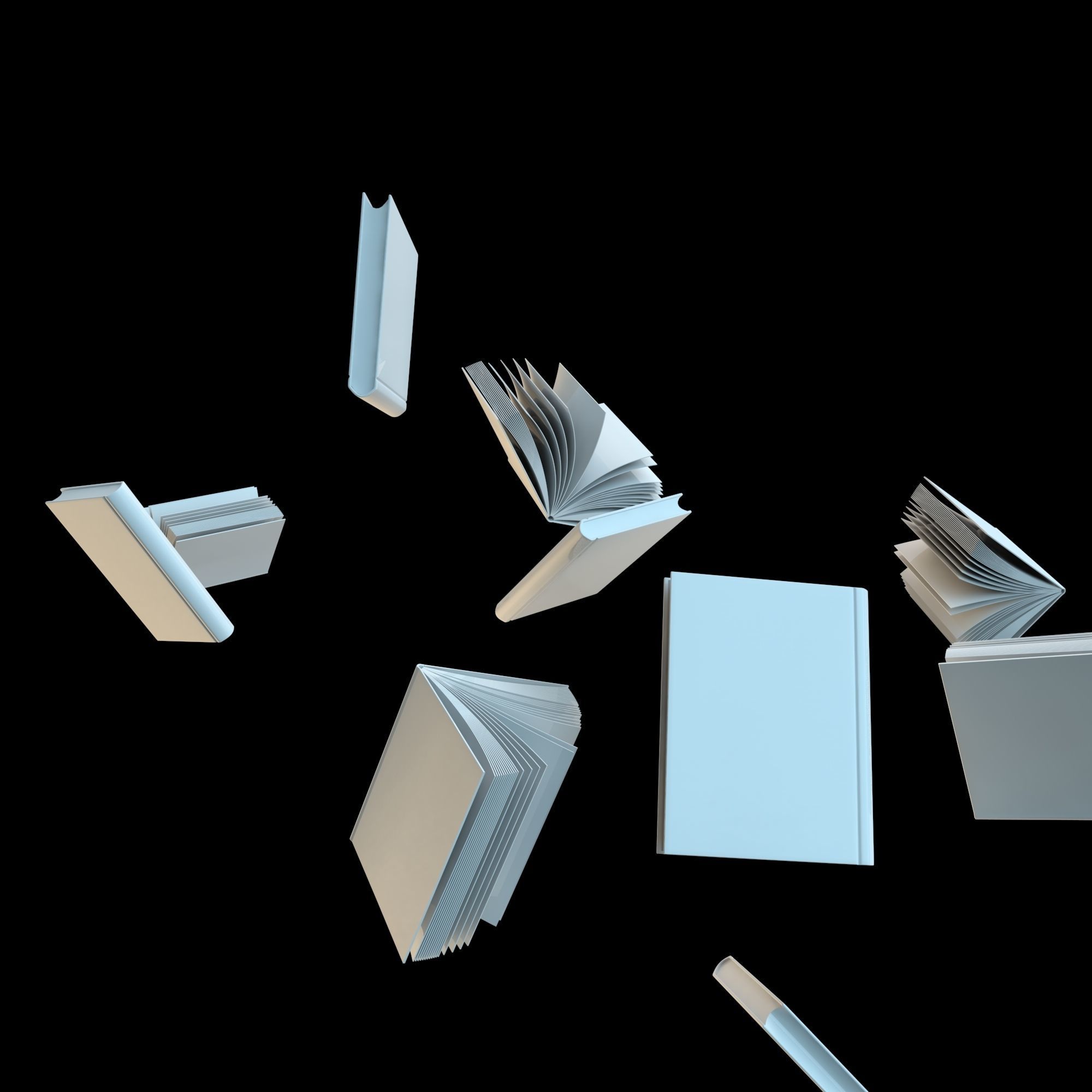 Float white books 3D model
