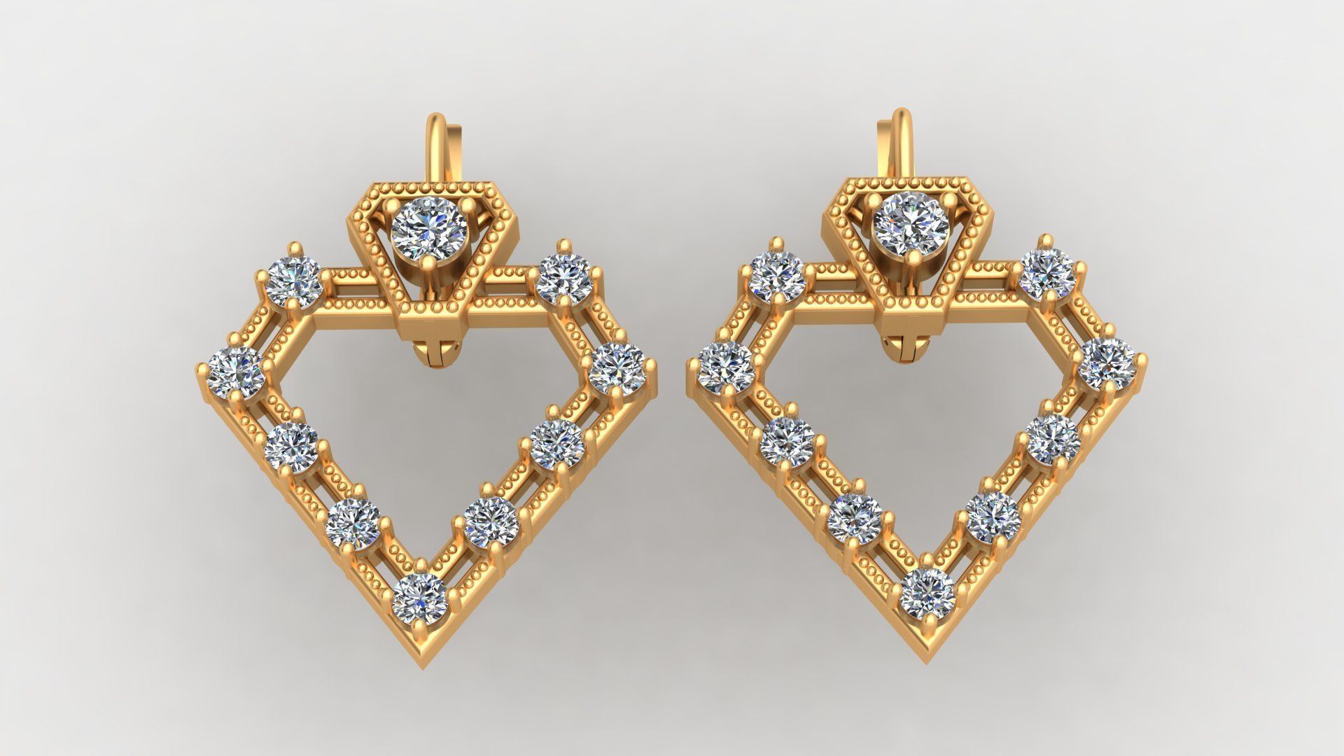 Brilliant Design Diamond Gold Earring 3D print model
