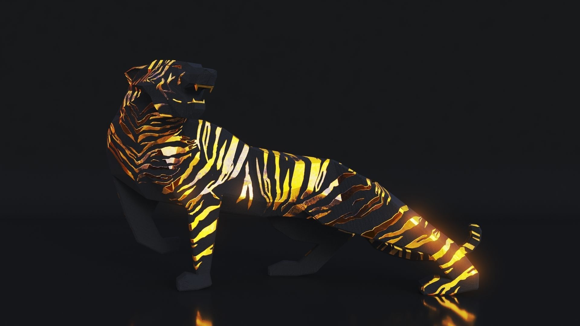 Low Poly Tiger Sculpture