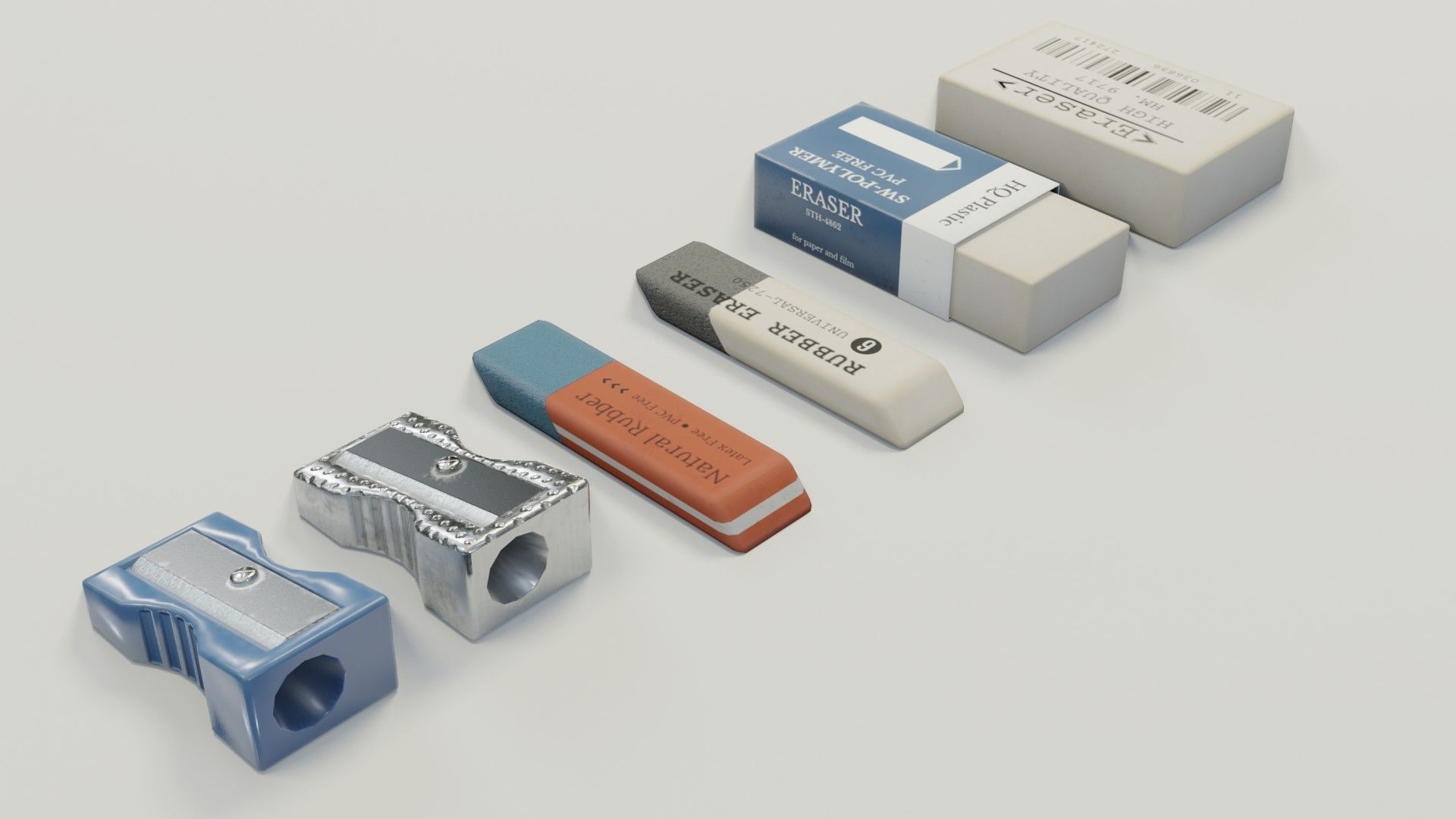 3D asset Eraser and pencil sharpener CGTrader