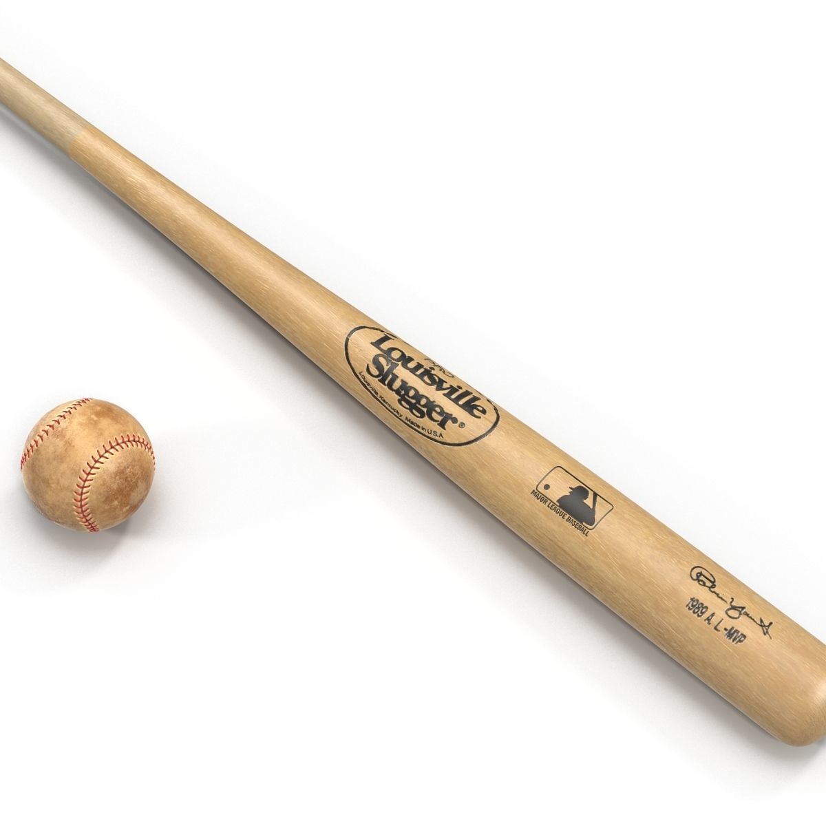 Baseball and Wooden Baseball Bat 3D model CGTrader