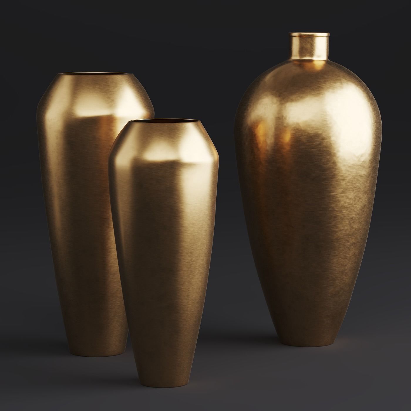 Rh Brass Teardrop Vase Collection 3D model CGTrader