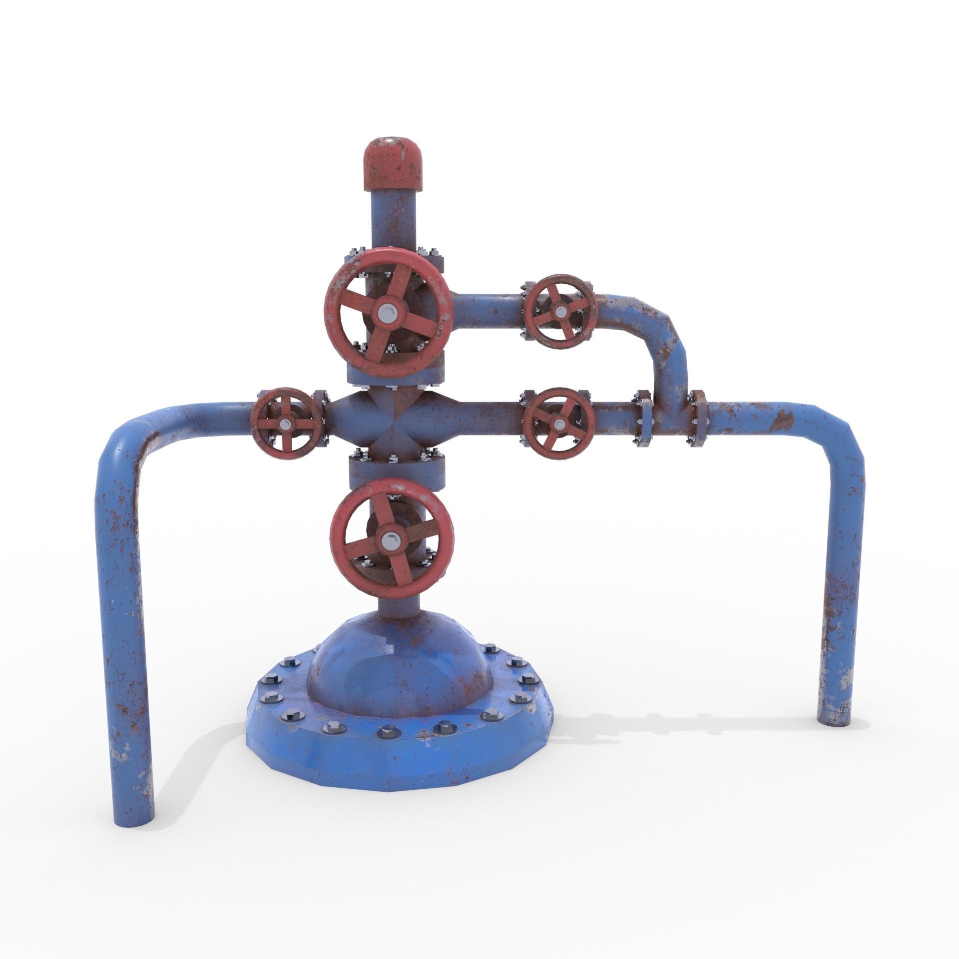 Oil Pumpjack Wellhead Weathered 1 Low-poly  3D model