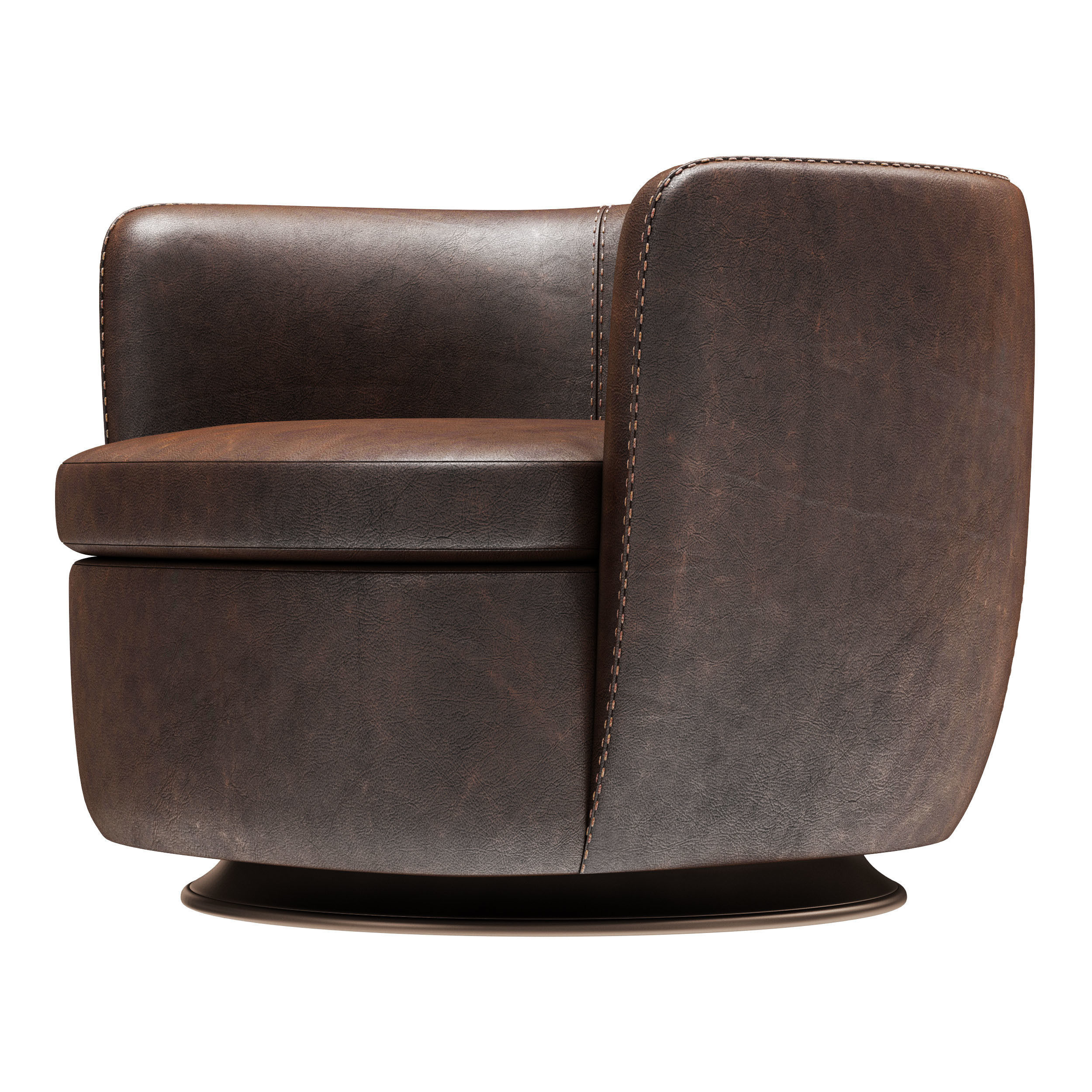 Restoration Hardware Klein Leather Swivel Chair 3D model CGTrader