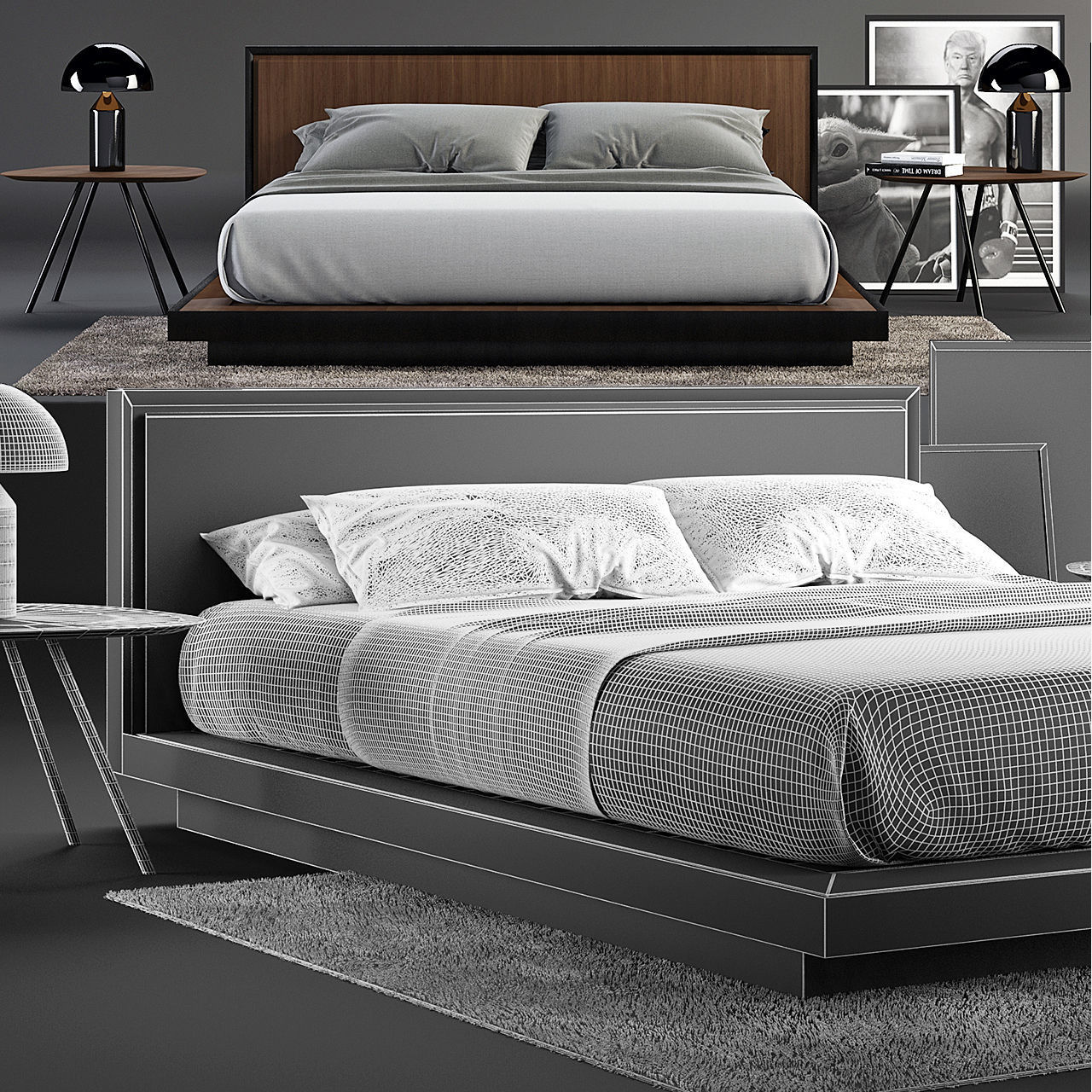 Envy Queen Bed SET 3D model CGTrader