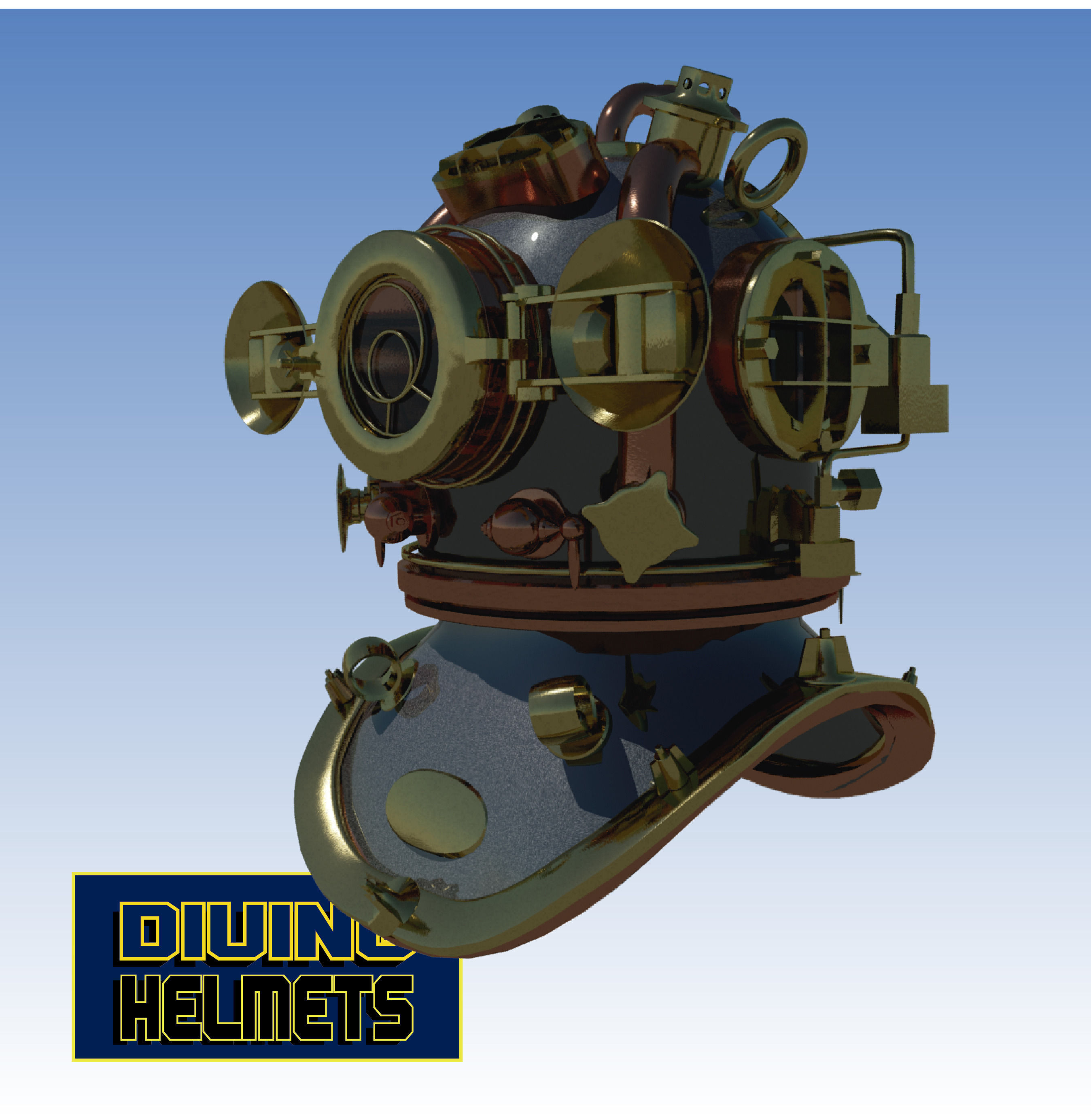 3D Custom diving helmet CGTrader