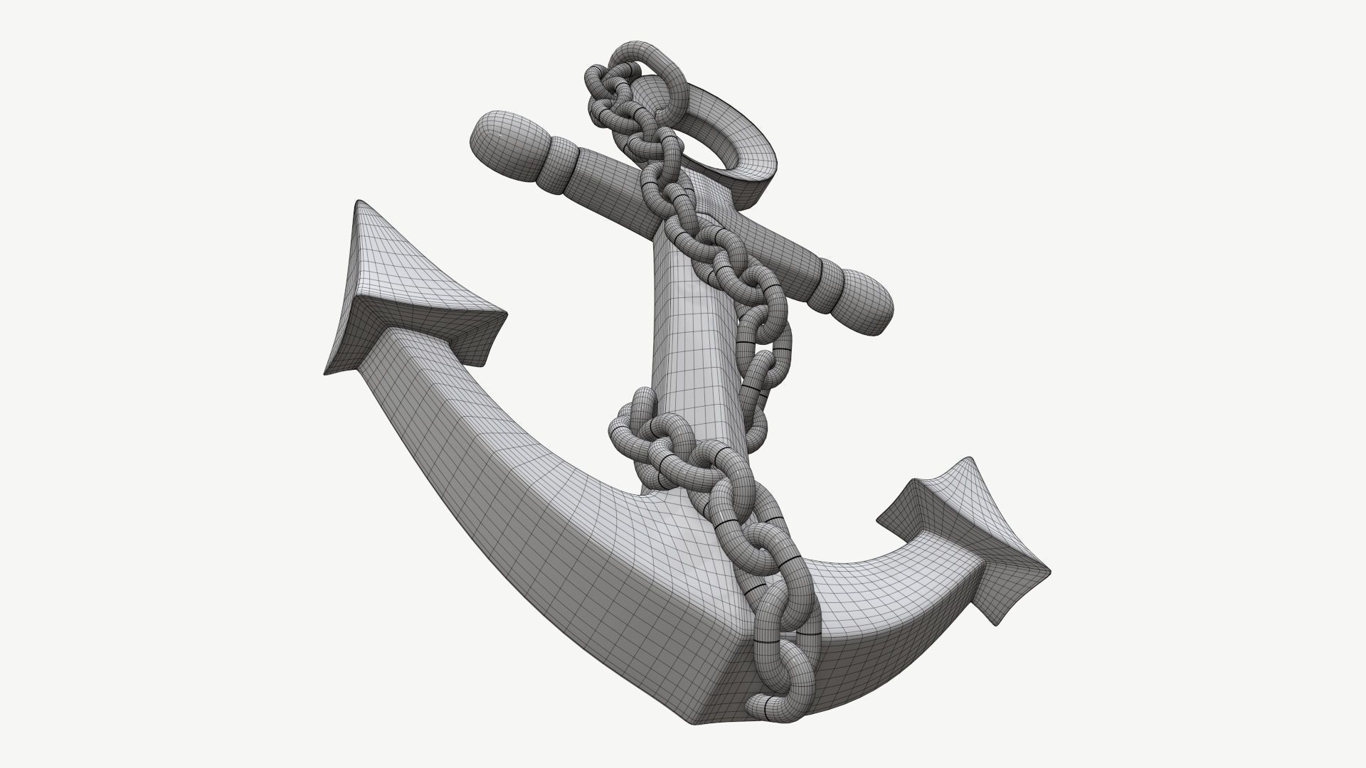 Wall interior decor anchor with chains 3D model | CGTrader