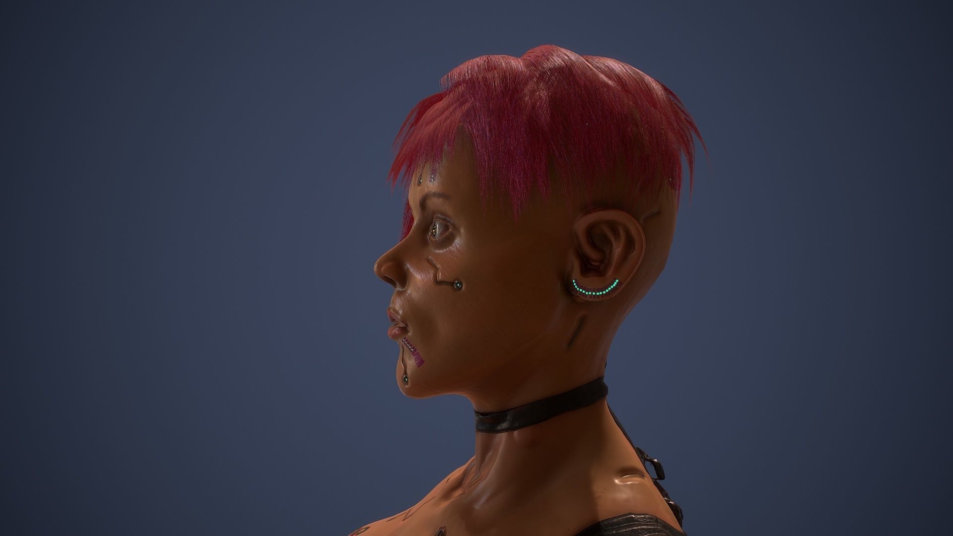 3D model Low poly cyberpunk girl game character rigged VR / AR / low ...