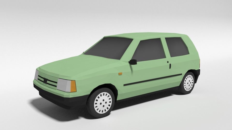 3D model Low Poly Cartoon Fiat Uno 1983 Car VR / AR / low-poly | CGTrader