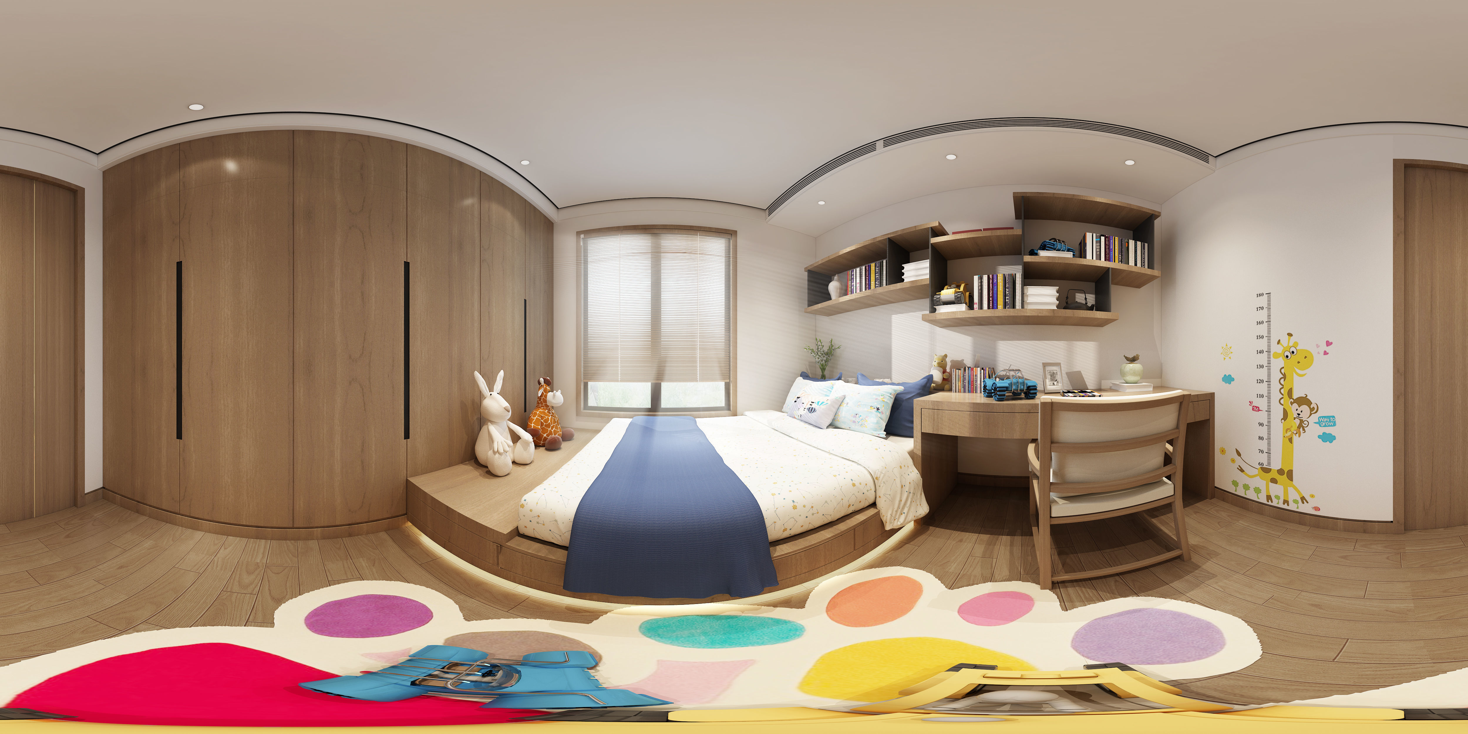 3D model Living Panorama Chinese style home bedroom space