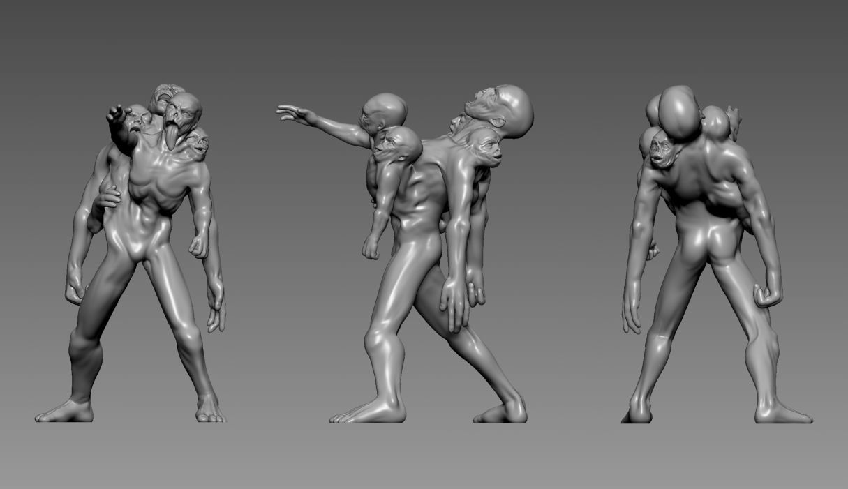 Beast of Many Faces - 3D Printable Monster - 3 Poses