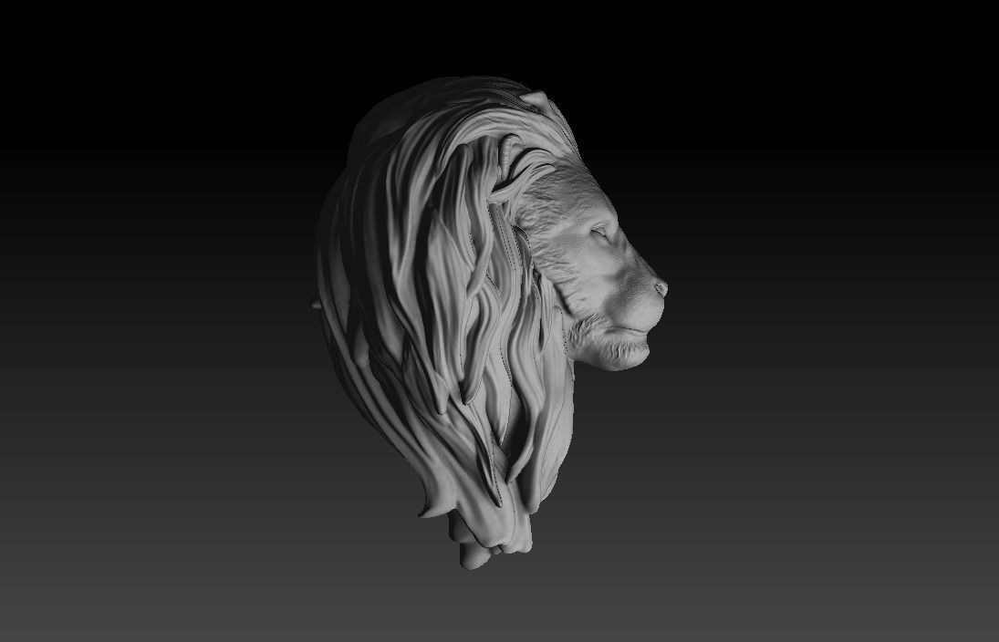 Lion head trophy and bust sculpture 3D model 3D printable CGTrader