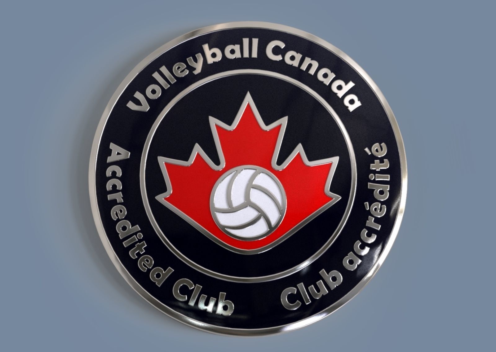 3D Volleyball Canada Logo enamel Badge CGTrader