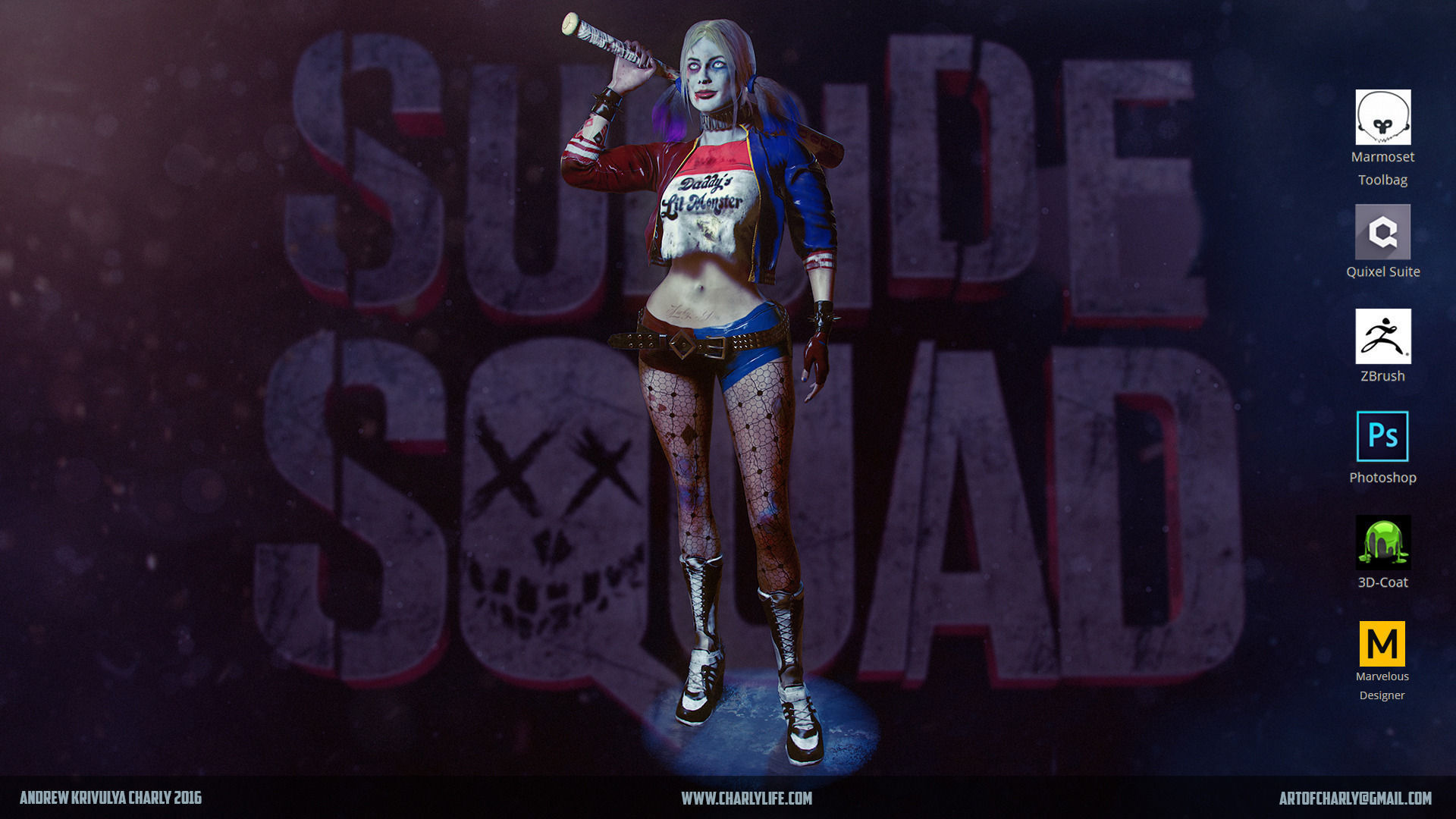 3D model Suicide Squad Harley Quinn my vision Game character VR / AR