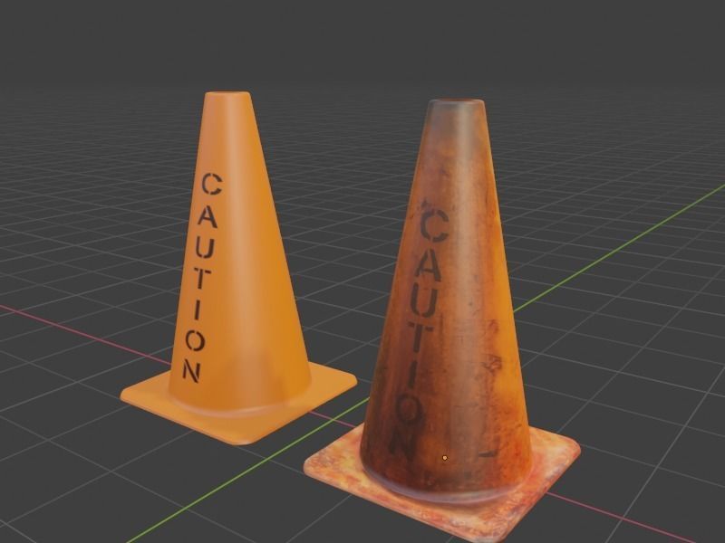 Clean and Dirty Caution Traffic Cones