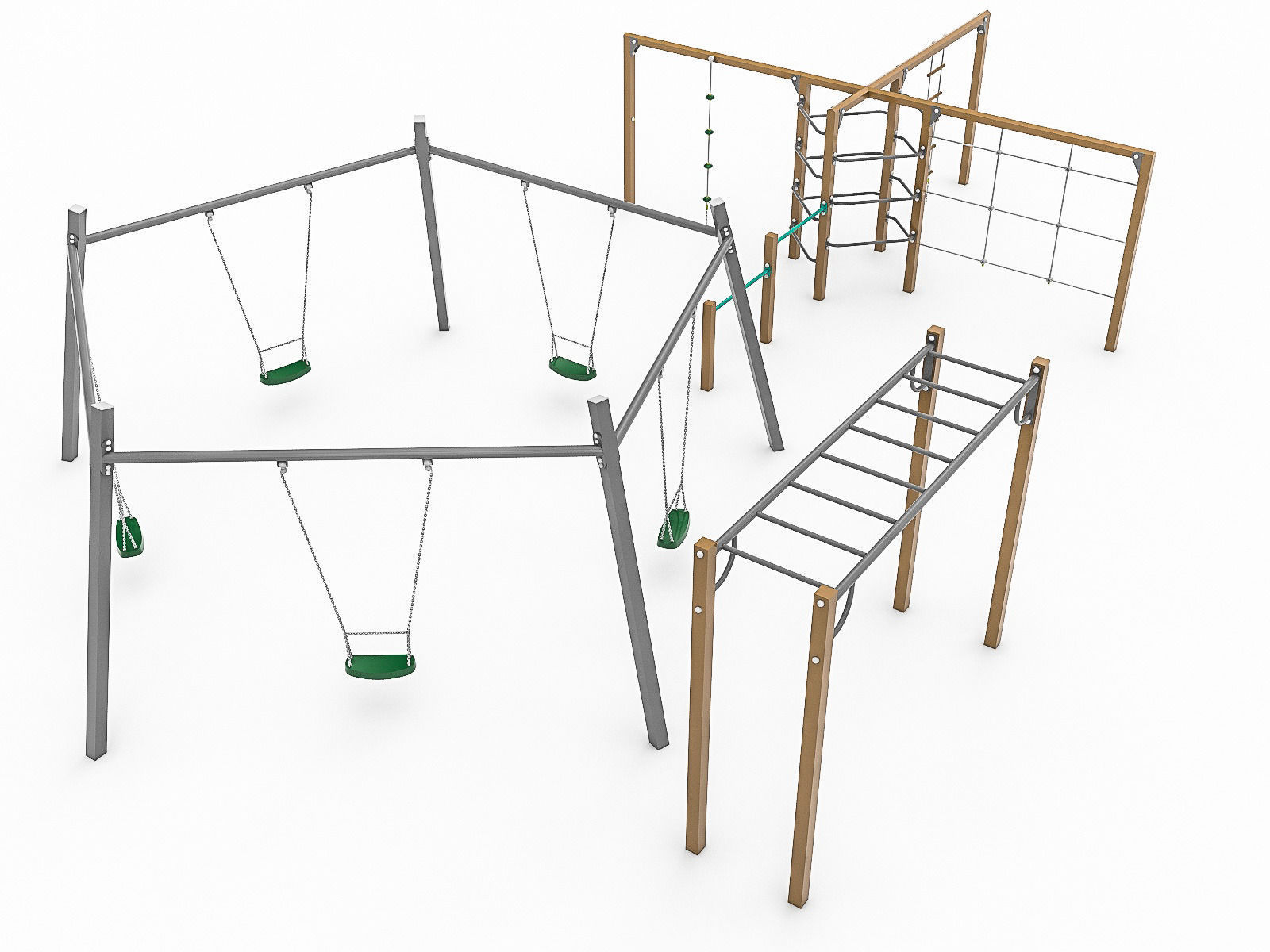 Kompan Playground Equipment Set 3D Model MAX OBJ FBX