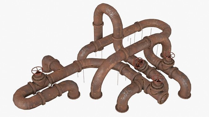Rusted Pipes Low-poly 3D model