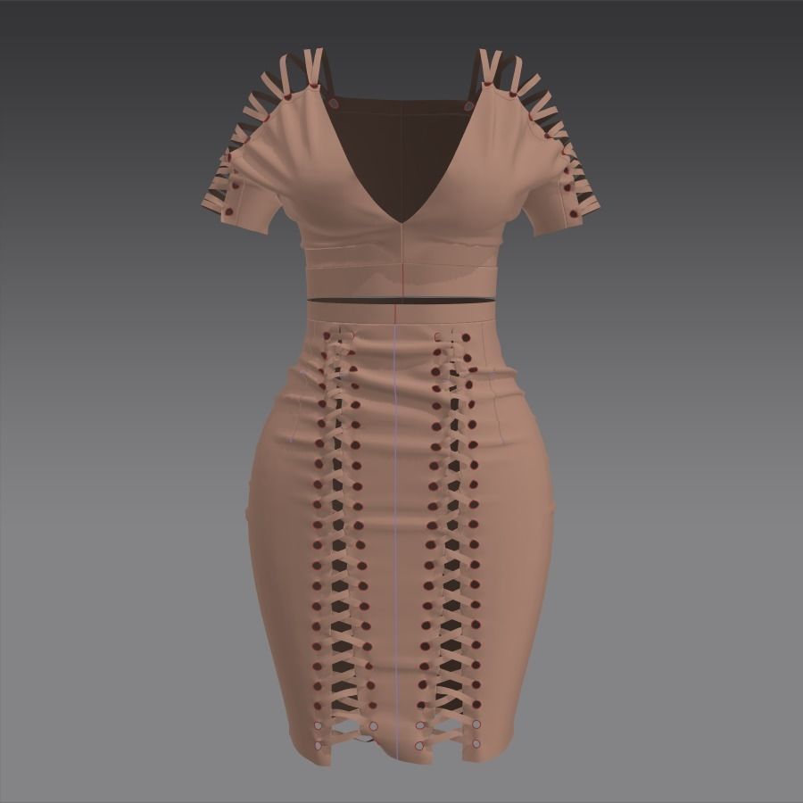 Suede sexy dress Marvelous designer