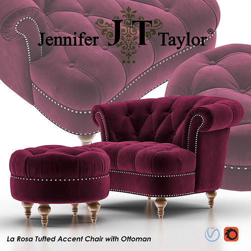 3d Model La Rosa Tufted Accent Armchair With Ottoman - Tufted Accent Armchair 3d Model La Rosa Tufted Accent Armchair With Ottoman - Tufted Accent Armchair