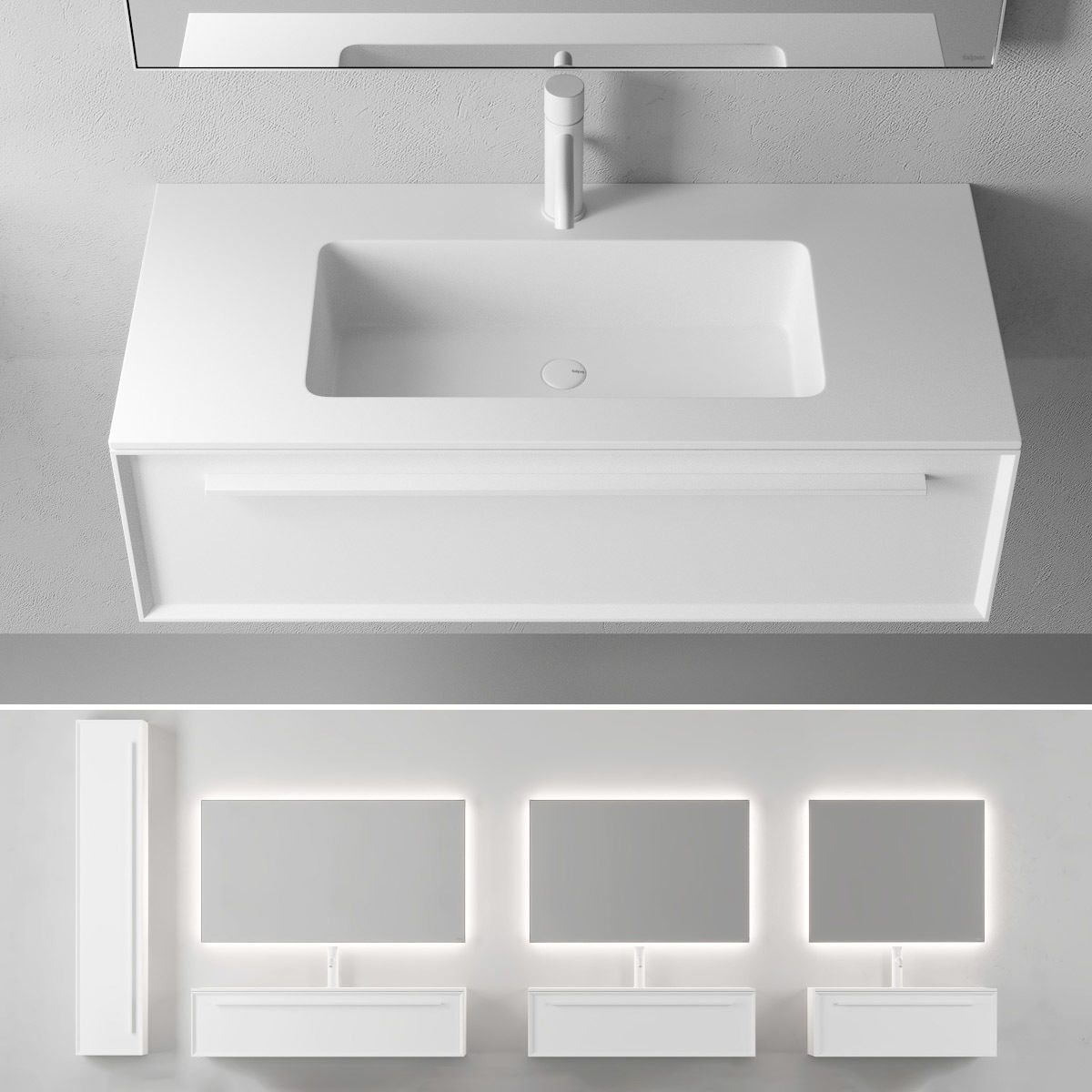 Falper 7 0 Wall-mounted vanity unit with drawers Low-poly 3D model