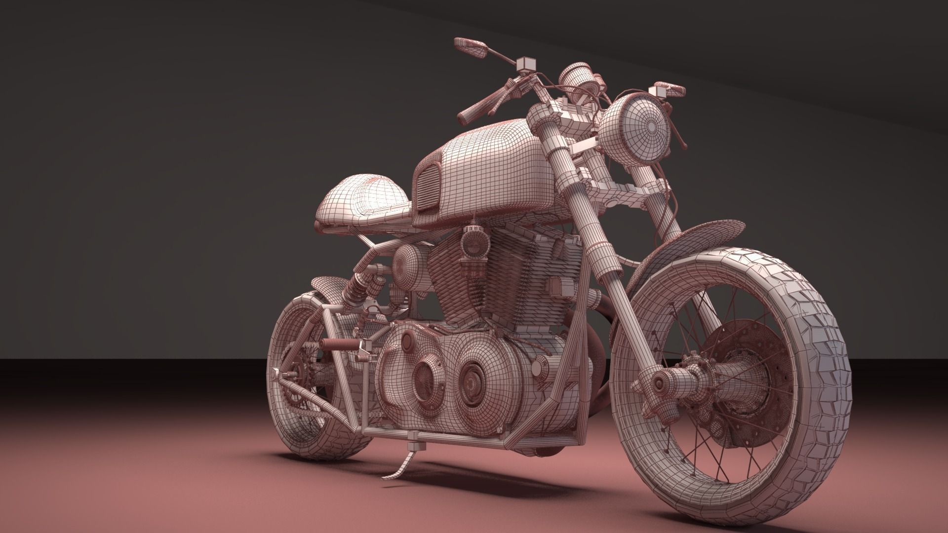 Cafer racer chrome motocycle 3D model | CGTrader