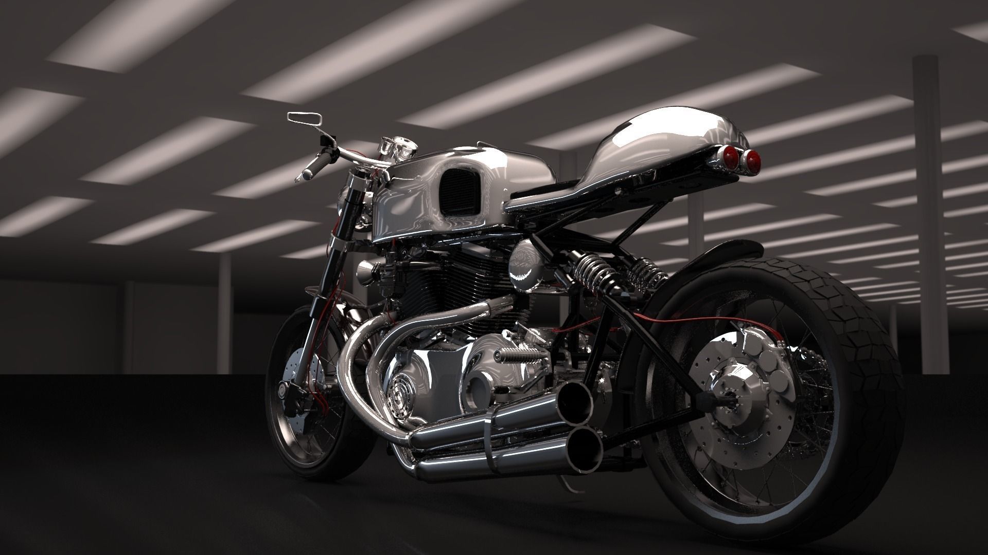 Cafer racer chrome motocycle 3D model | CGTrader