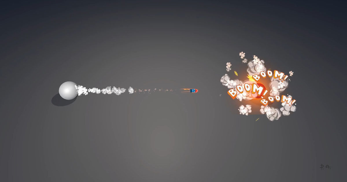Cartoon Missile and Explosion VFX Low-poly 3D model