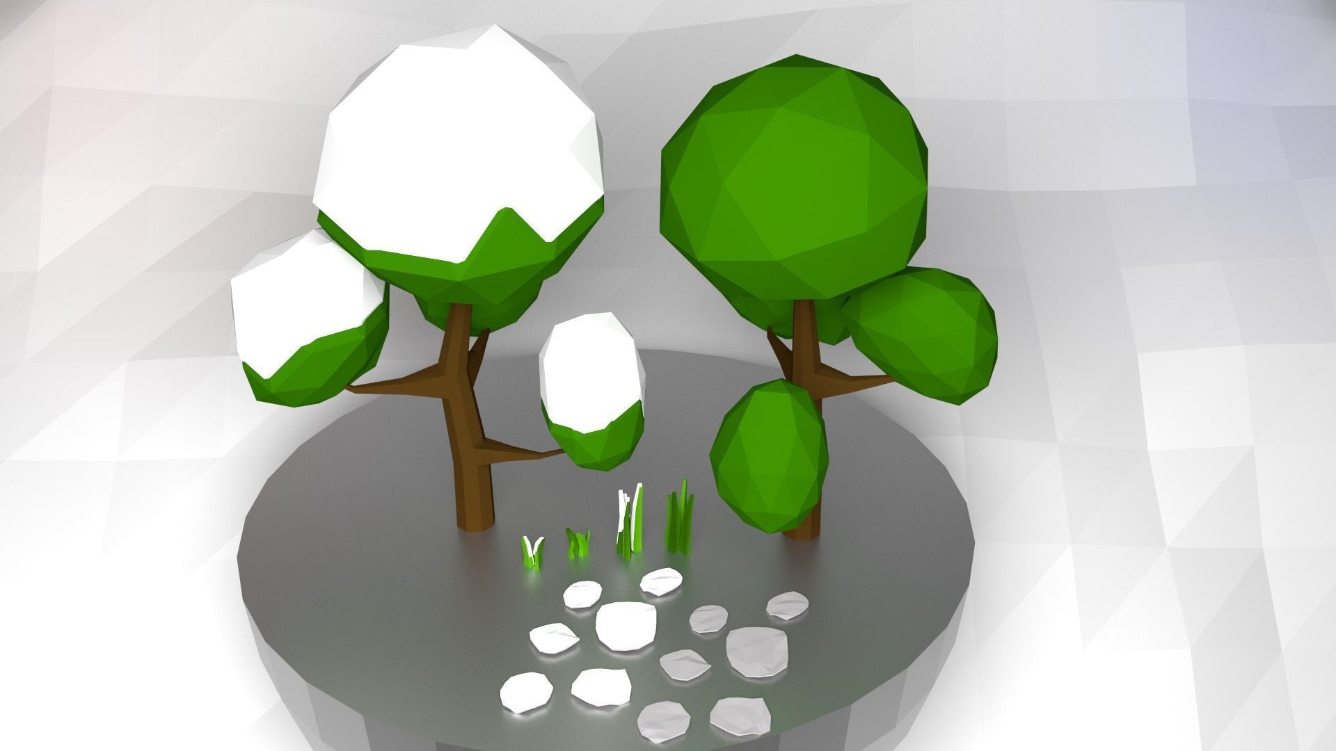 3D asset realtime Low Poly Nature Objects Collection