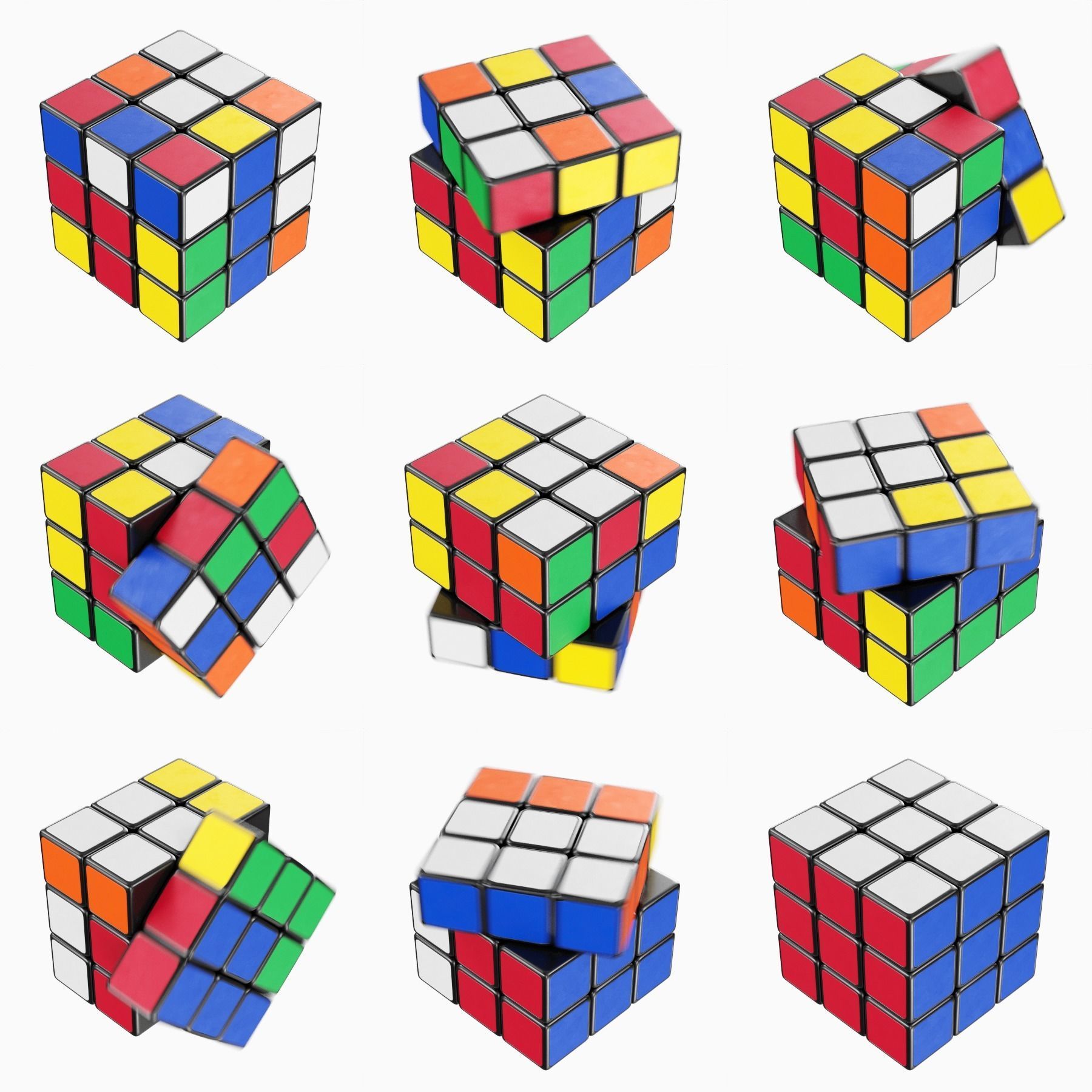3D Model Rubik Cube Speed Solve Animation VR AR Low poly Rigged 