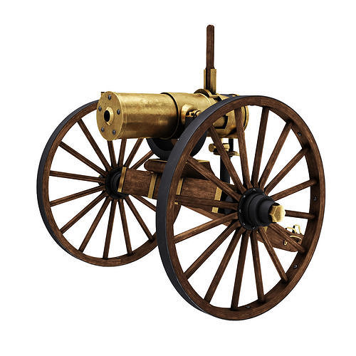 Old War Brass Cannon Low-poly 3D model