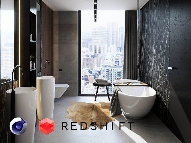 Bathroom Interior Scene for Cinema 4D and Redshift