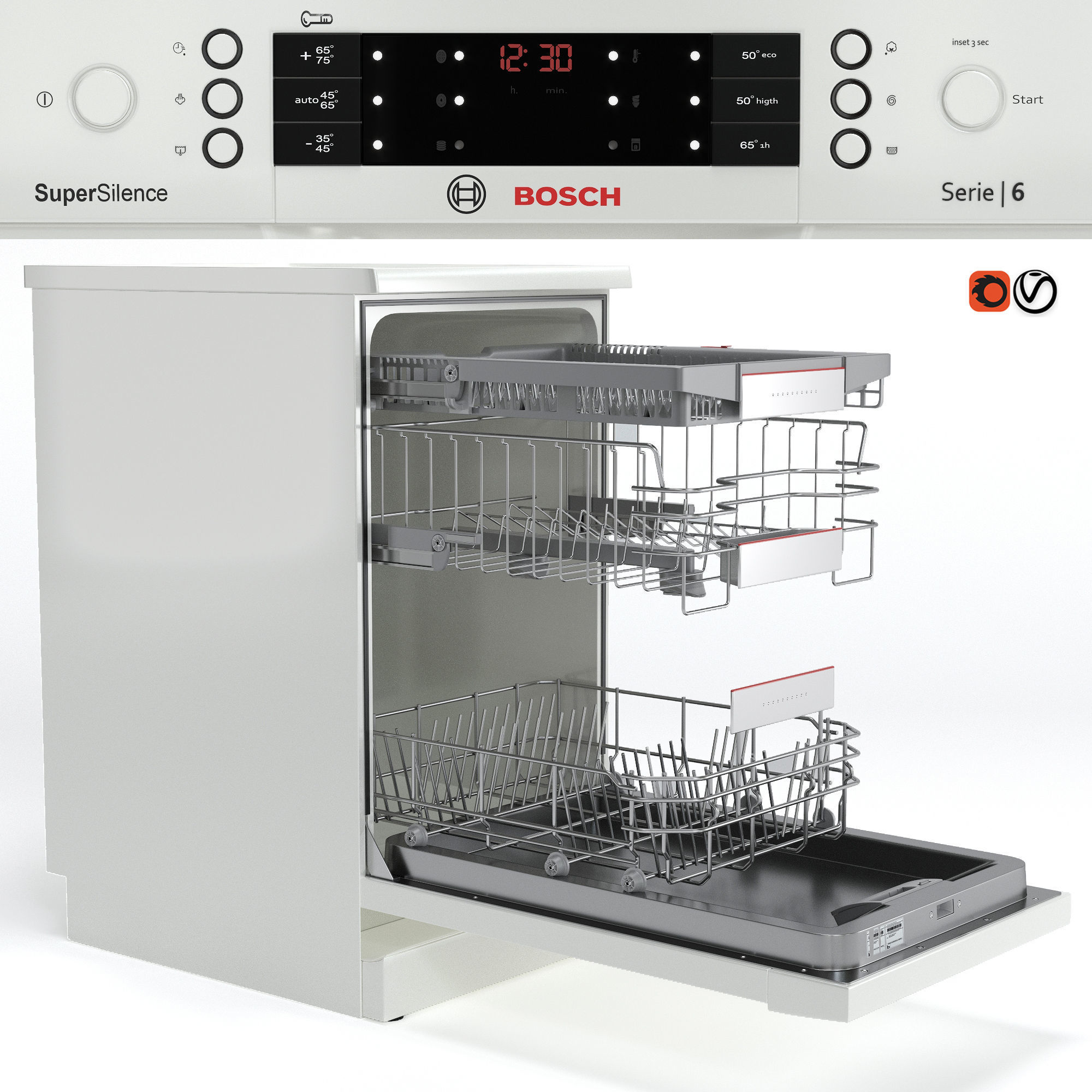 Bosch Supersilence Sps66tw11r Dishwasher 3D model | CGTrader