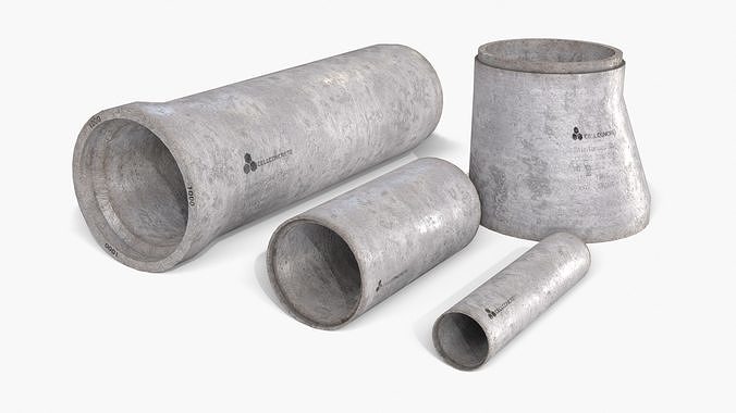 Concrete Pipe Set Low-poly 3D model