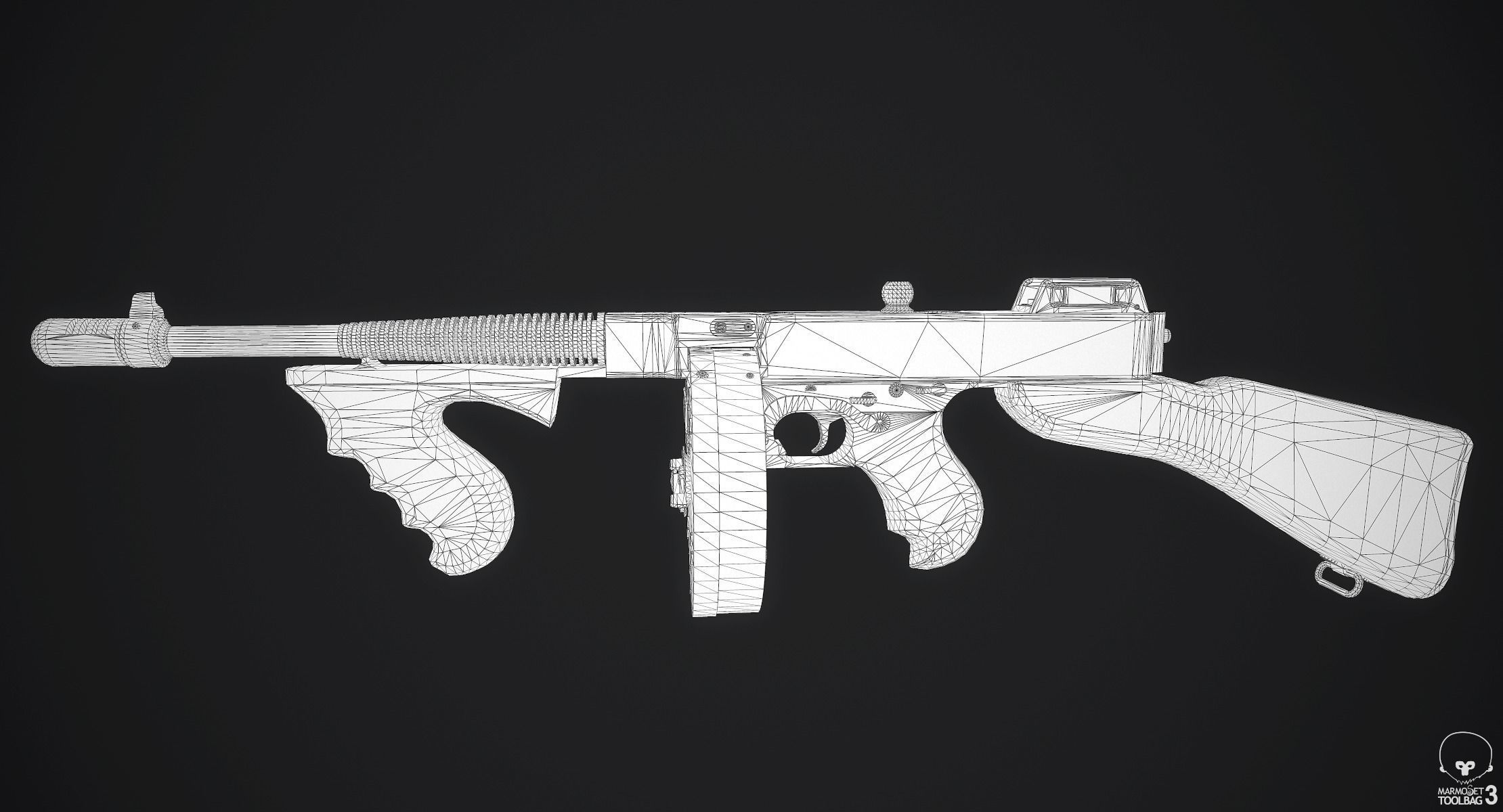 Thompson Blueprints 3D model Thompson M1928A1 Submachine Gun VR / AR / low-poly | CGTrader