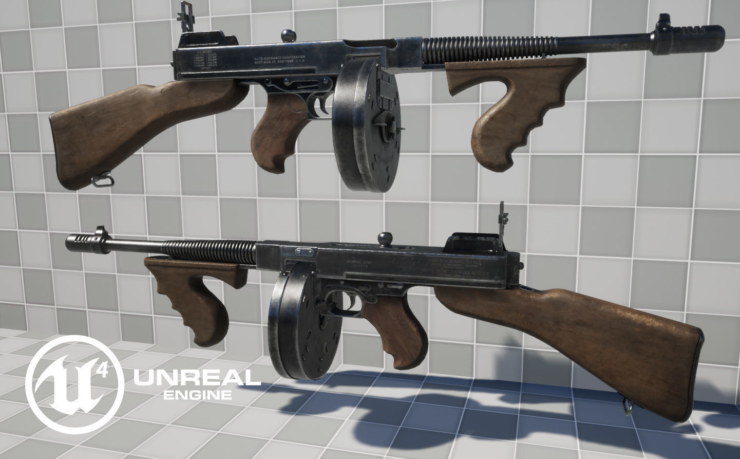 Thompson Blueprints 3D model Thompson M1928A1 Submachine Gun VR / AR / low-poly | CGTrader