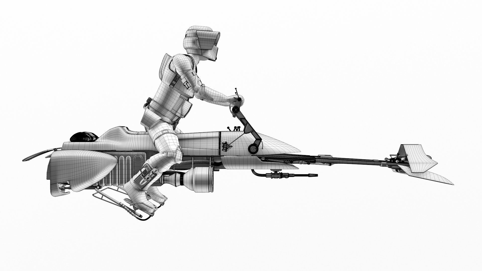Star Wars - Set - Speeder bike with Scout trooper 3D model | CGTrader