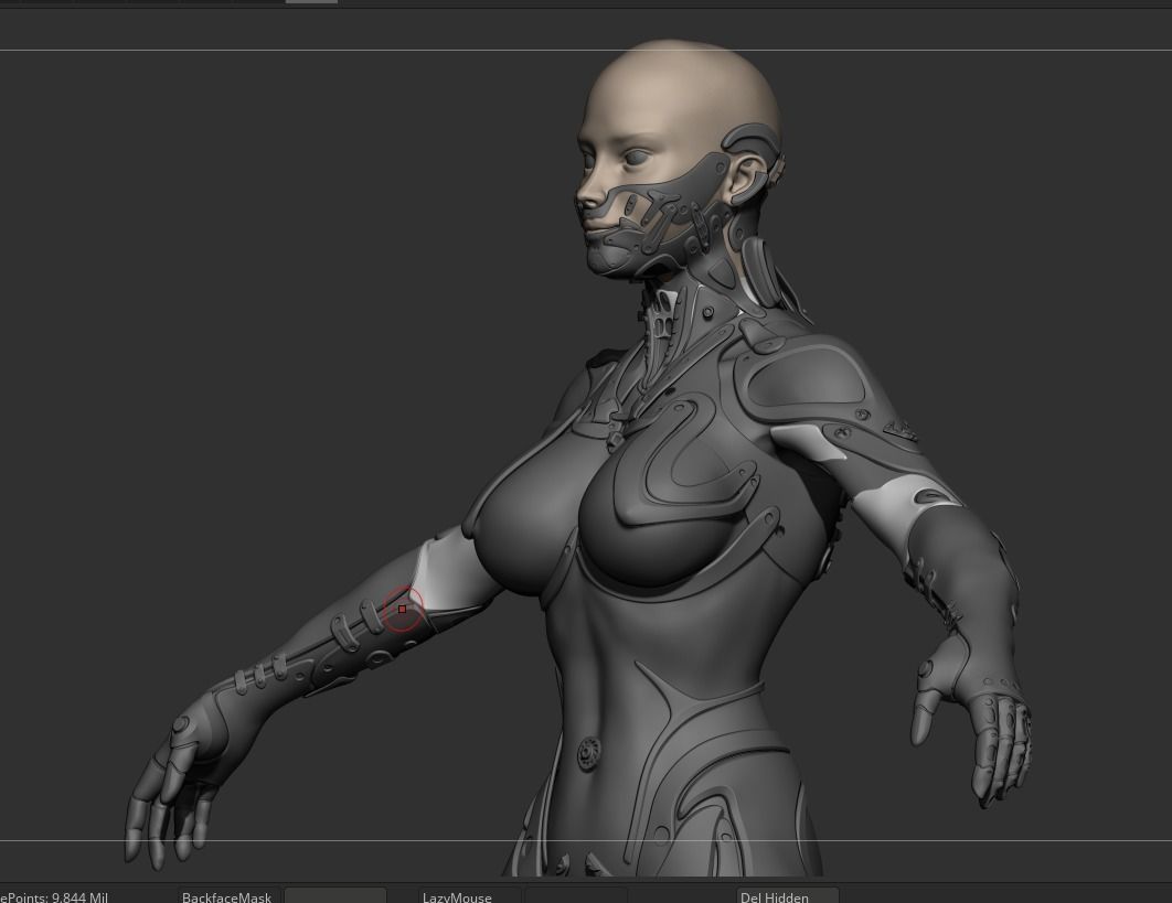 Robot Girl high poly model zbrush project and subtools 3D model