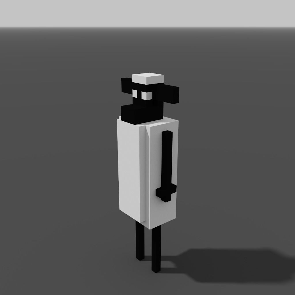 Pixel ram Low-poly 3D model