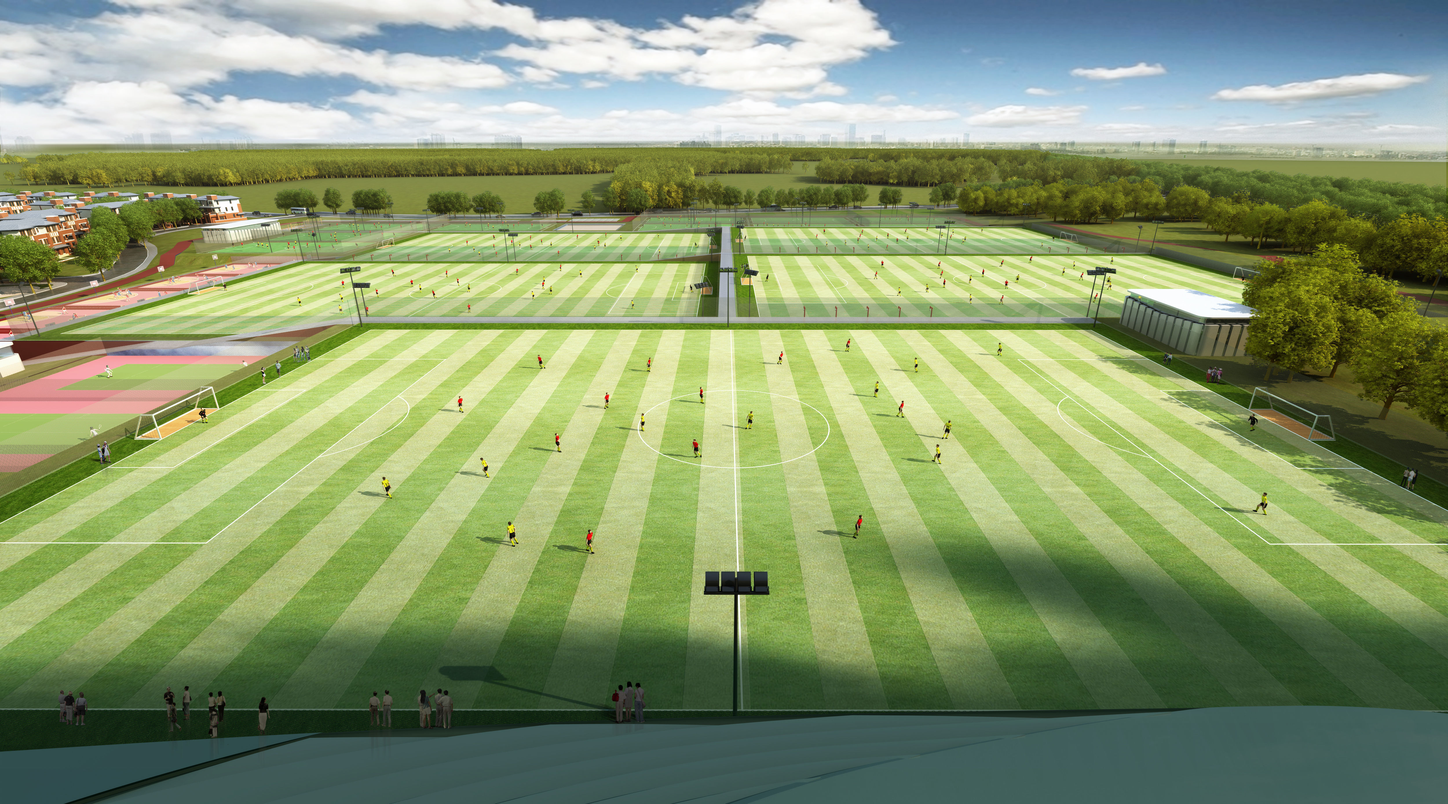 Large football training ground 3D CGTrader