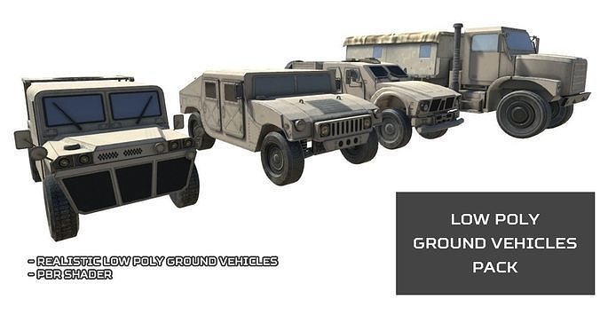 3D model Low Poly Ground Vehicles Pack VR / AR / low-poly | CGTrader