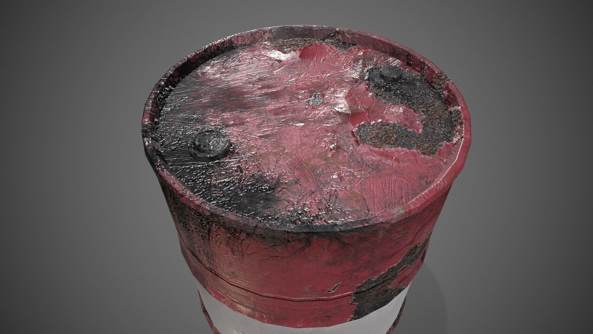 Low poly rusty Oildrum 01 PBR Game-ready Low-poly 3D model