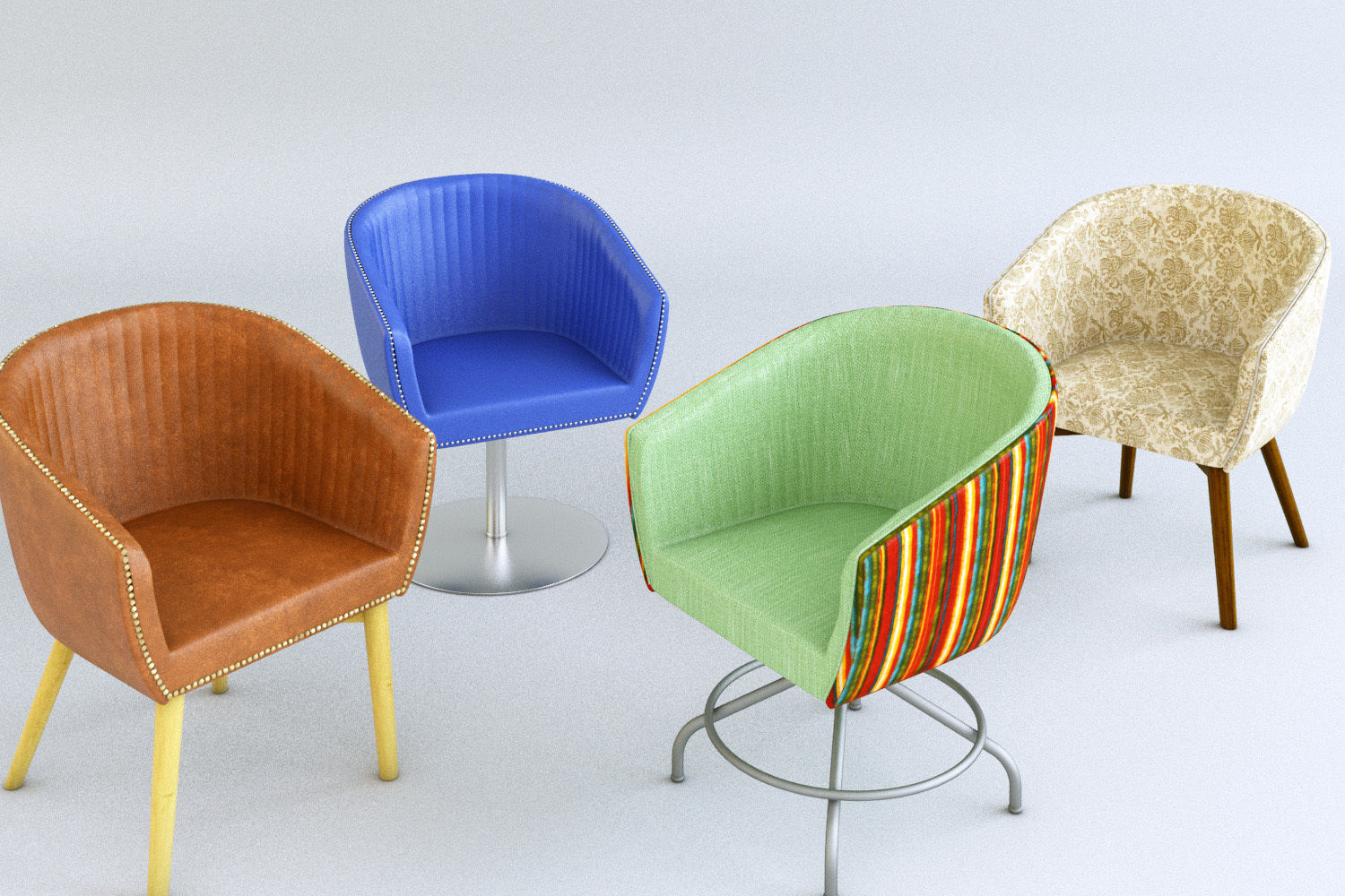 Bucket Dining Chair Variants 3D model CGTrader