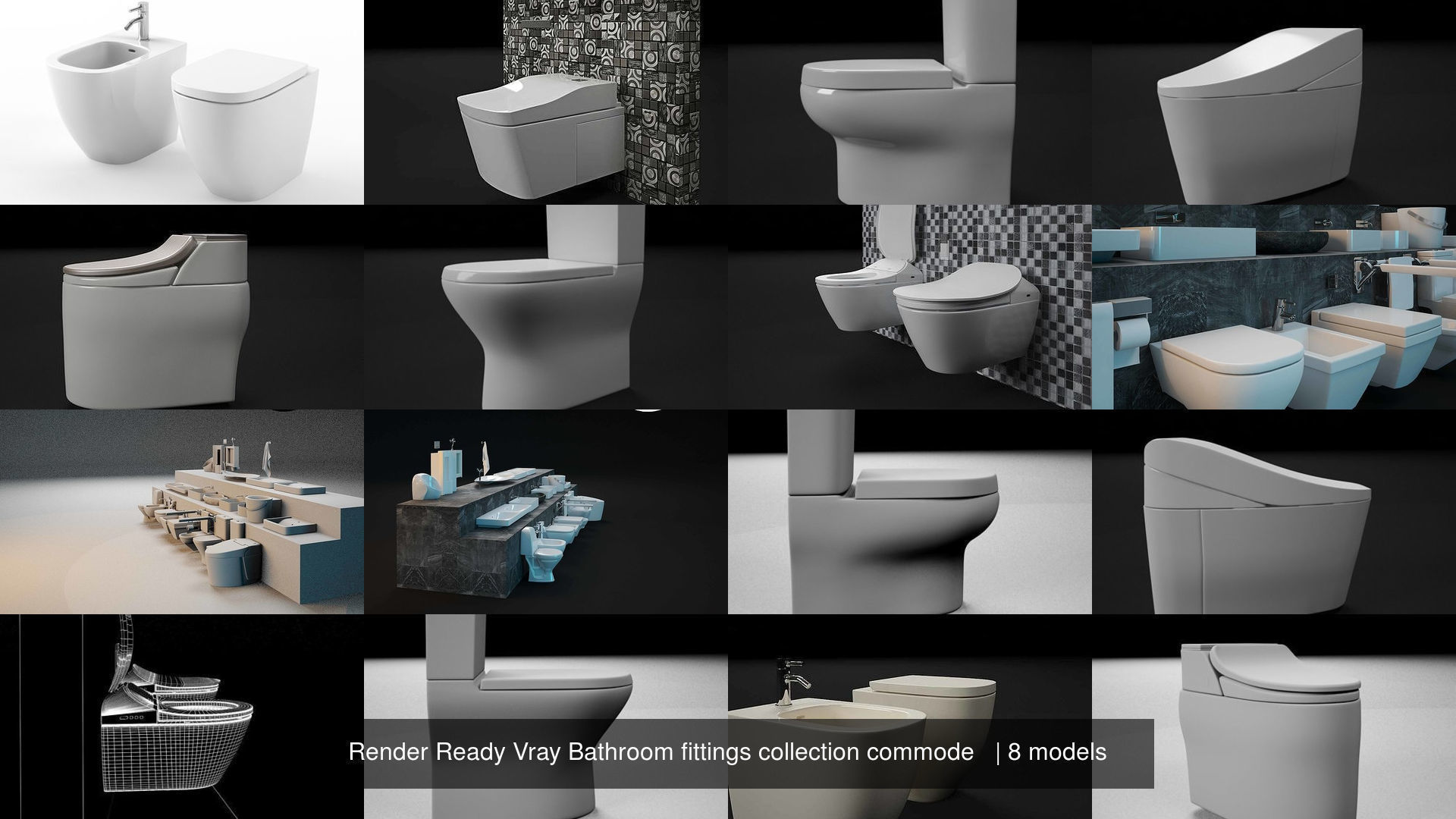 Render Ready Vray Bathroom fittings collection commode CGTrader