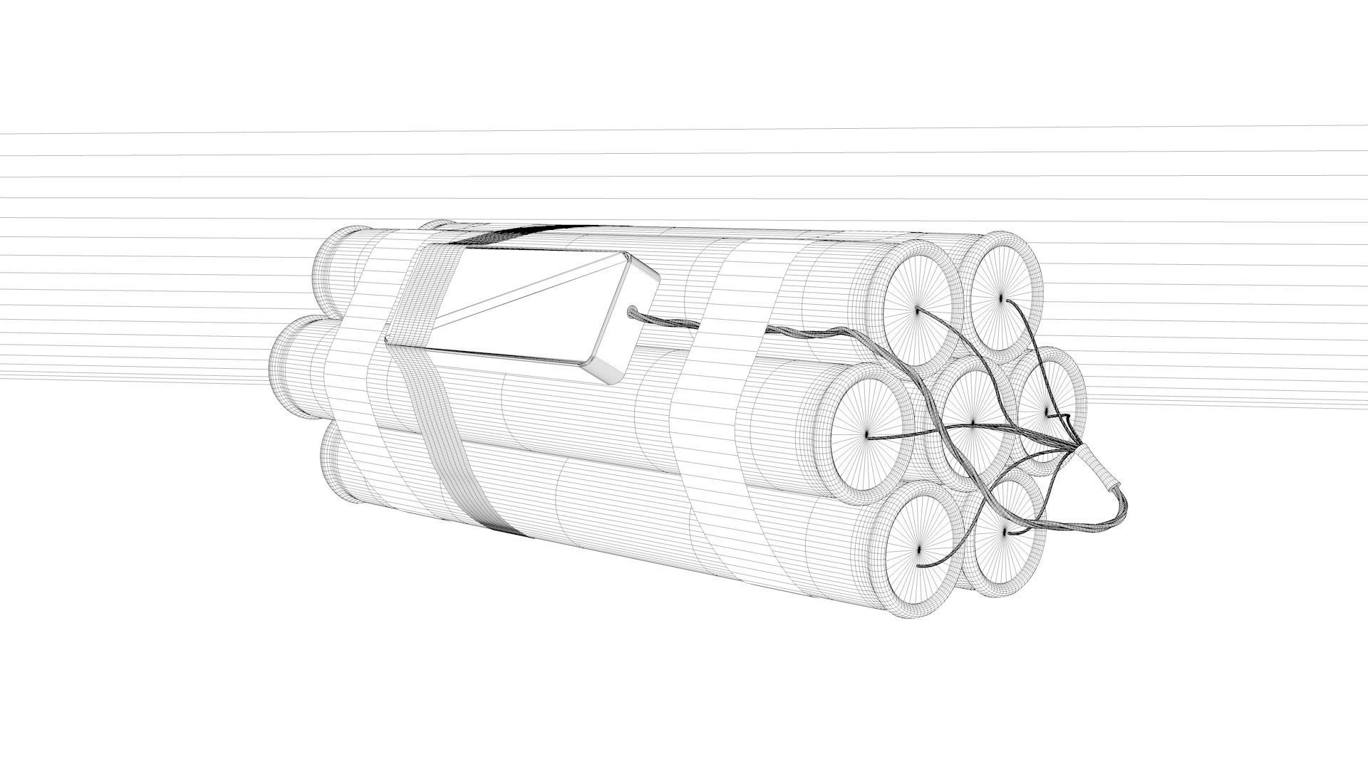Ticking time bomb wired with TNT dynamite and digital clock free 3D