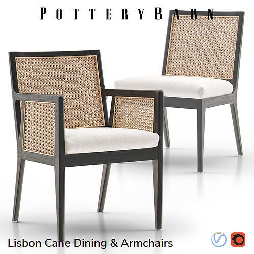 PB LISBON Cane Dining Chair and Armchair 3D model CGTrader