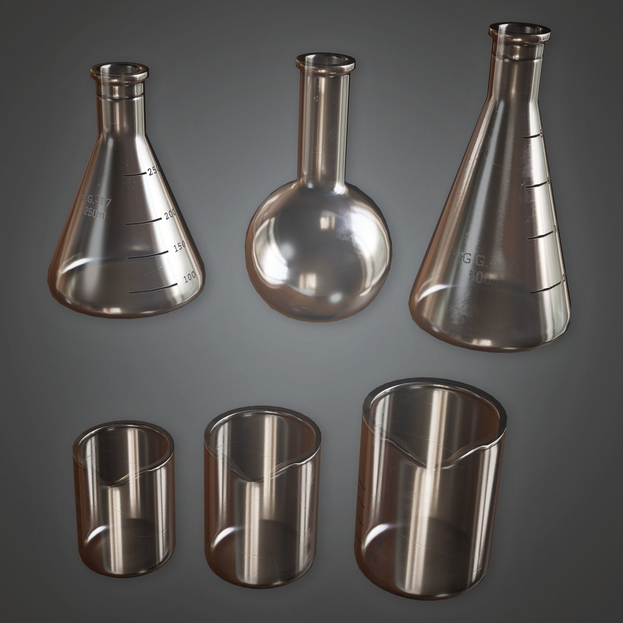 3D model CLA Beakers 01 PBR Game Ready VR / AR / lowpoly CGTrader