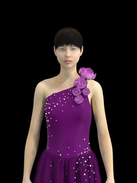 Jewelry Purple nymphaea Lotus Dress CLo3d 3D model