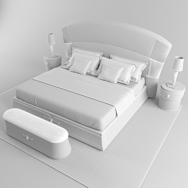 Turri Vogue Bed set 3D model CGTrader